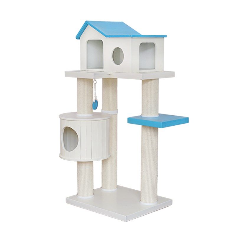 纯实木松木猫爬架猫窝猫树一体猫咪剑麻柱蓝白色豪华猫架湿布可擦,宠物/宠物食品及用品,猫爬架,淘宝优惠券,粉丝福利购,淘宝优惠卷