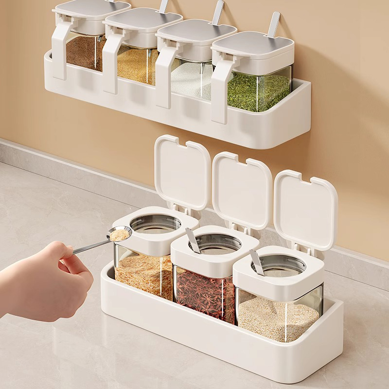 厨房佐料调料盒不锈钢置物架组合套装调味罐瓶收纳架盐罐密封家用