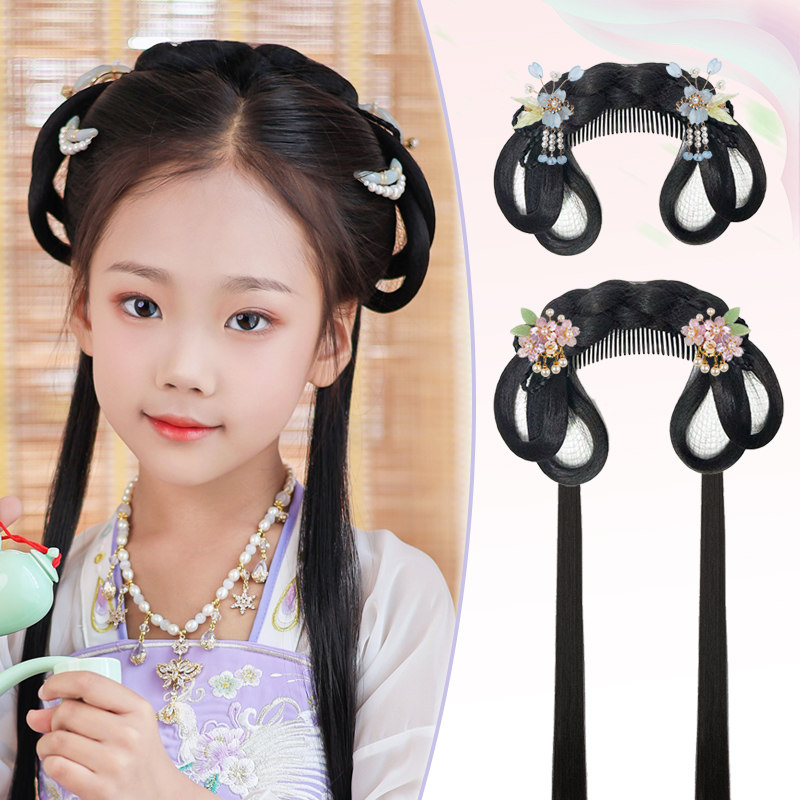 古风汉服假发包儿童假发头饰一体式懒人排梳假发女童造型发髻发饰,美发护发/假发,发包/丸子,淘宝优惠券,粉丝福利购,淘宝优惠卷