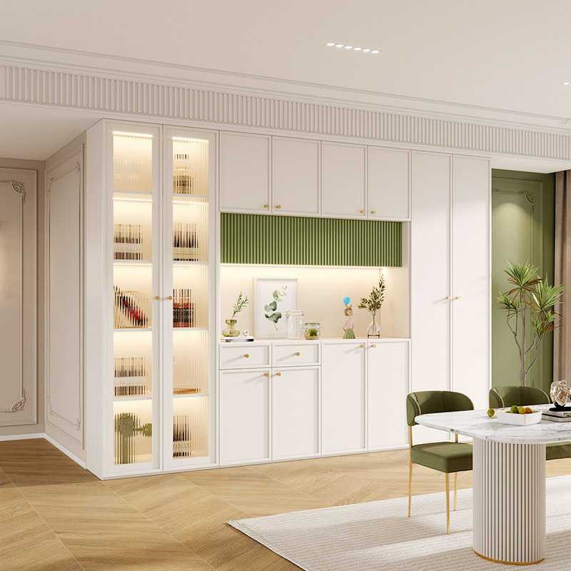 法式奶油风餐边柜一体靠墙客厅收纳柜大容量橱柜家用餐厅储物柜子,住宅家具,餐边柜,淘宝优惠券,粉丝福利购,淘宝优惠卷