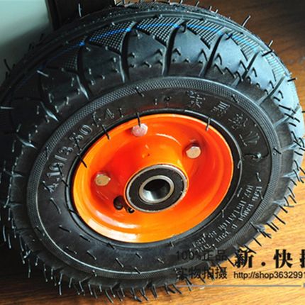 10寸充气轮*4.10/3.50-4 六层加厚橡胶充气轮 手推车老虎车轮