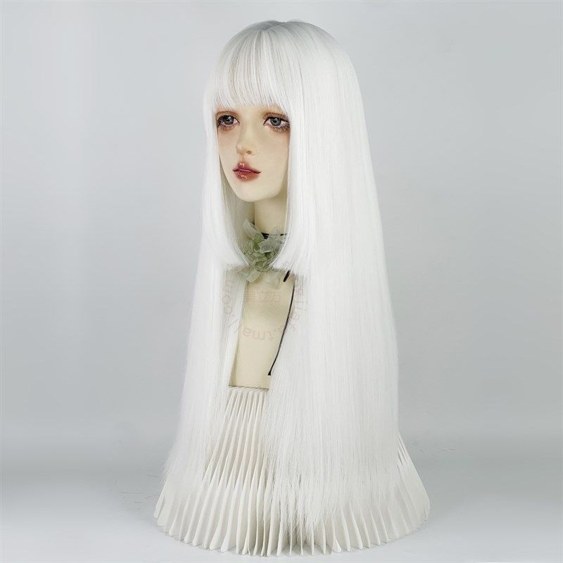 白色假发公主切长发cos万用万圣节lolita姬发全头套女浅色长直发