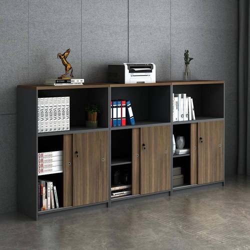 N5办公室矮柜推拉门文件柜储物柜隔断资料收纳带锁落地柜移门办公