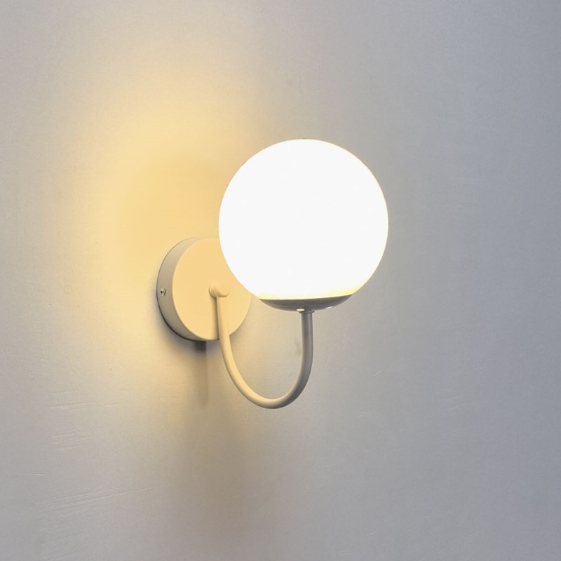 奶油风卧室床头灯带开关白色简约客厅背景墙壁灯法式遥控调光灯具