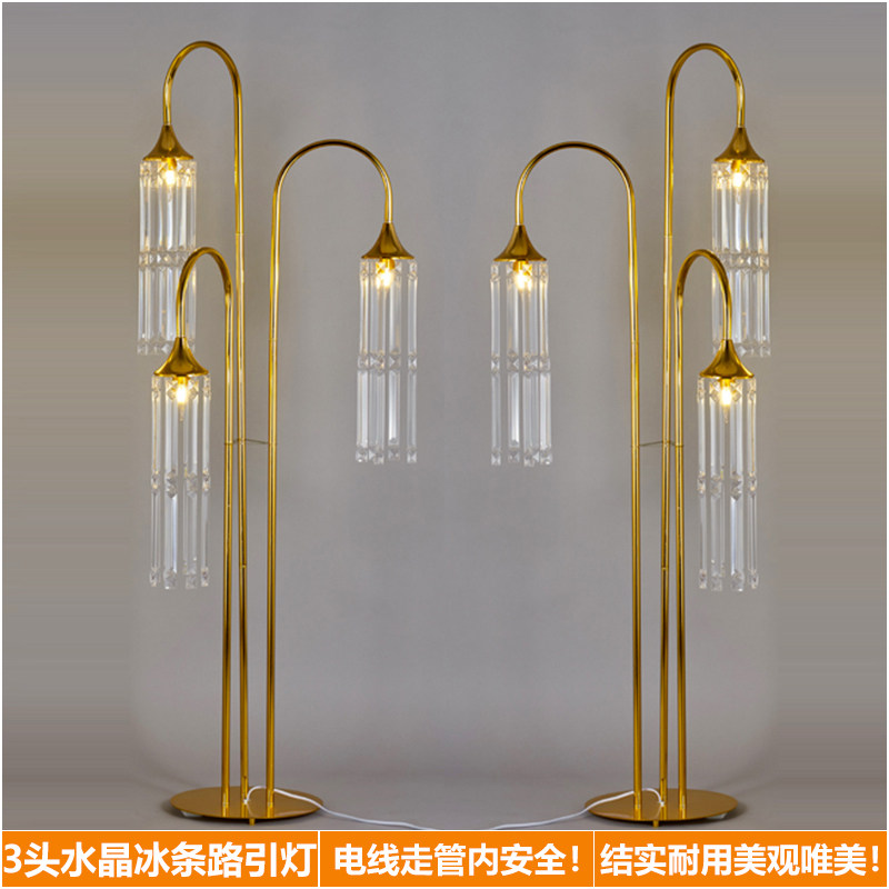 新款婚庆道具3头水晶冰条路引灯婚礼T台发光路引装饰道具引路摆件