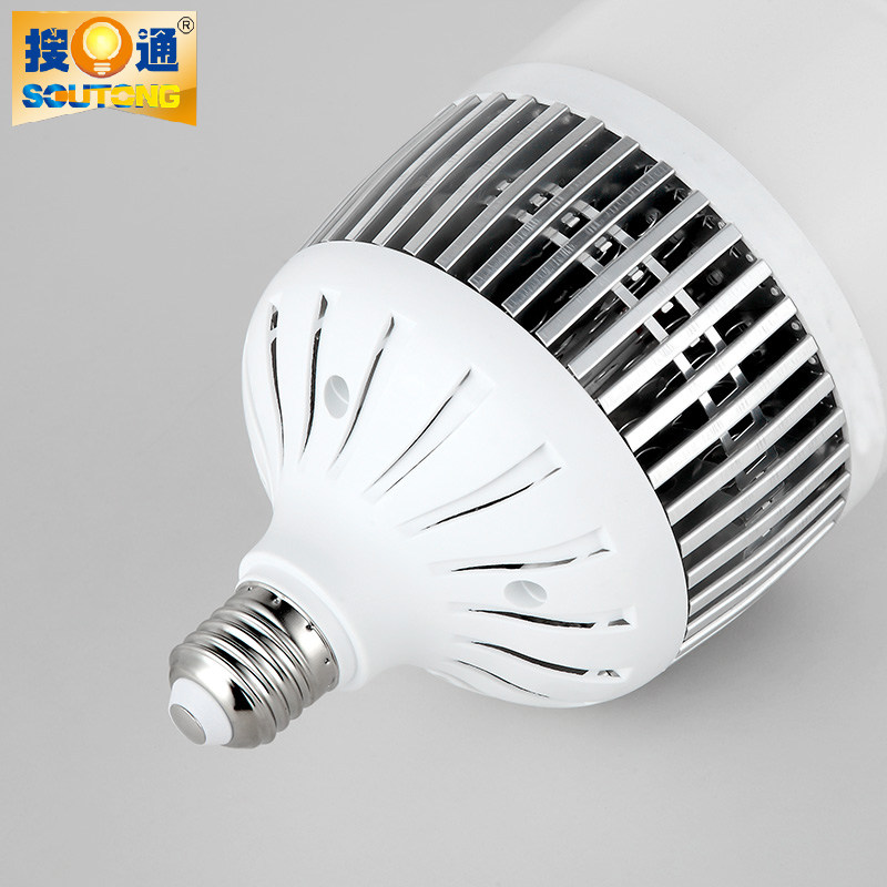 鳍片E27E40工矿厂房车间仓库棚高罩超亮LED球泡灯110V220V宽电压