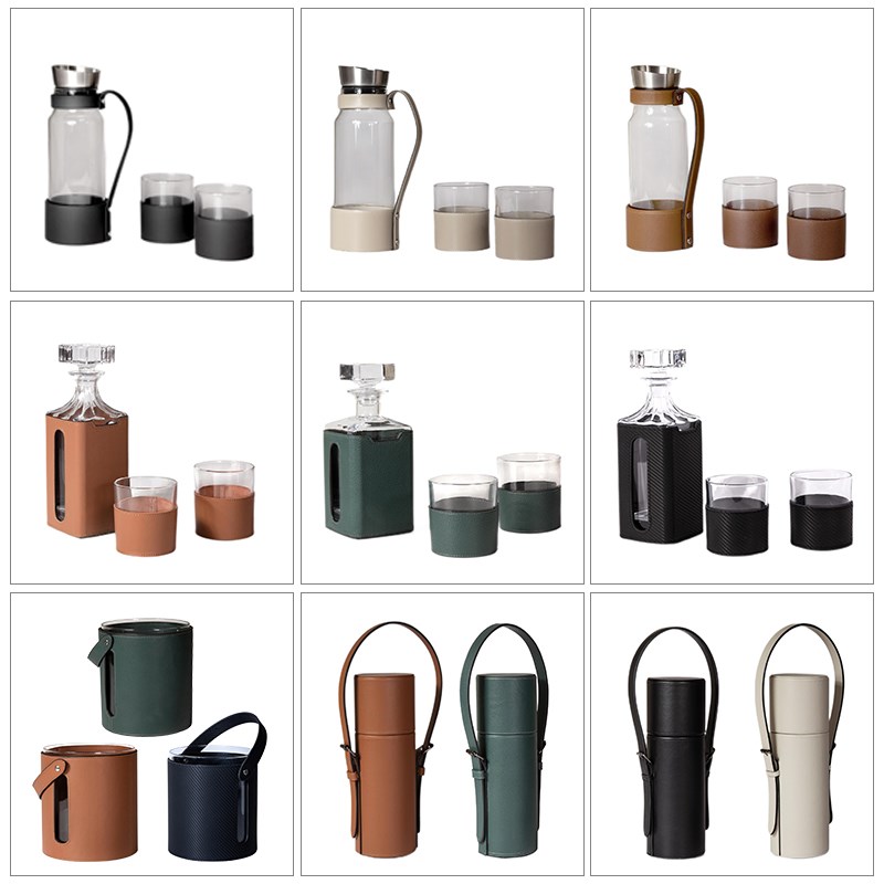 简约现代皮革水具醒酒器置酒壶摆件样板间酒店餐厅酒柜桌面装饰品