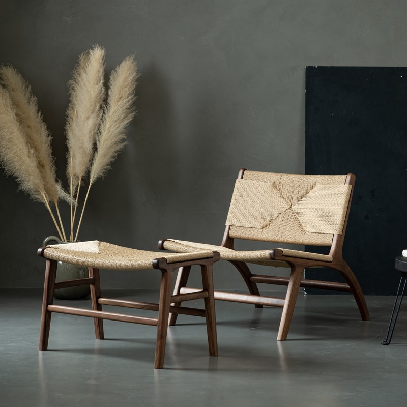 复古躺椅实木天然藤编单人沙发椅阳台民宿设计师诧寂家用休闲椅子