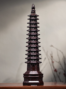 黑檀实木雕刻13层文昌塔摆件文昌塔十三层家居玄关装饰送礼工艺品