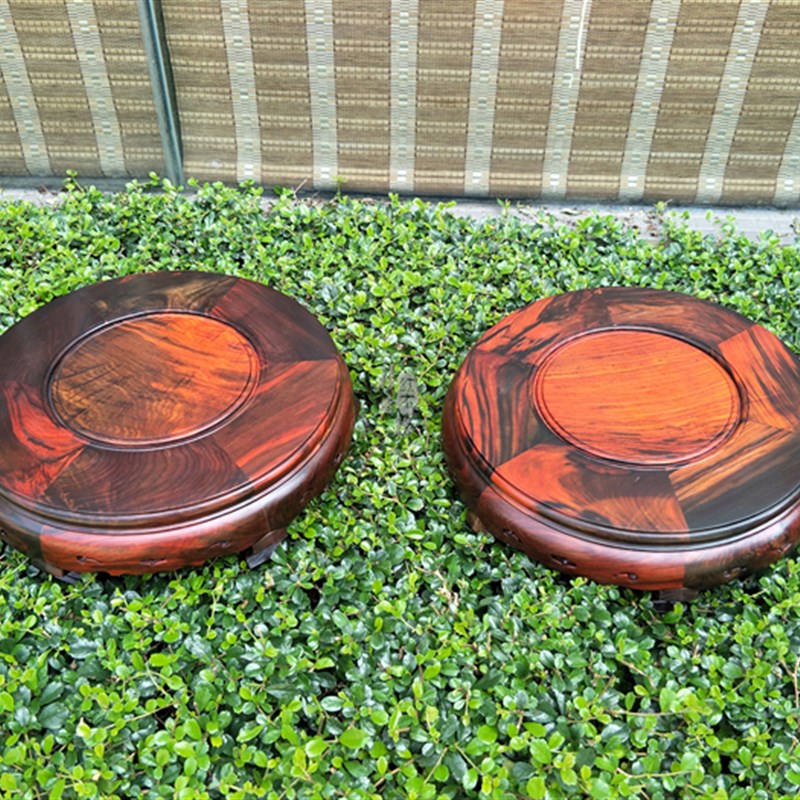 精品老挝大红酸枝木底座加厚花架花几花草盆架子工艺品摆件鱼缸座