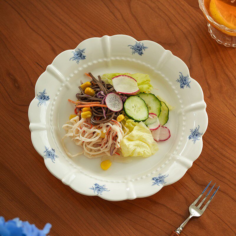 肆月盘子家用菜盘高级感陶瓷早餐盘碟子小吃甜品盘brunch西餐餐盘