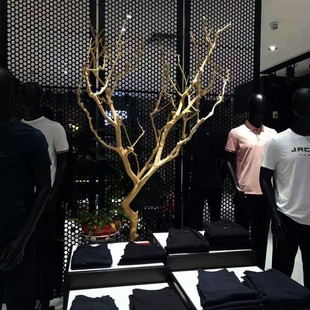 干树枝造景原木干枝装饰酒店枯枝设计真树枝墙面装饰吊灯树枝装饰