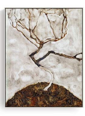 深秋的小树 席勒印刷喷绘仿制油画客厅卧室玄关沙发背景风景挂画