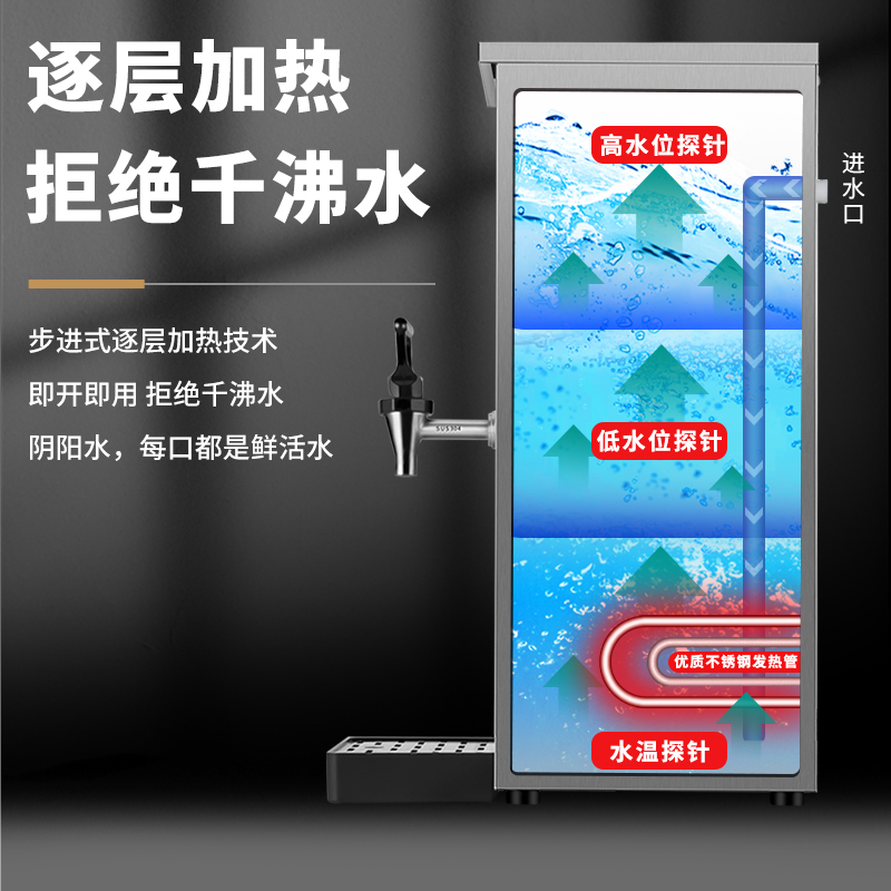 商用智能步进式开水机奶茶店餐饮店专用全自动台式饮水机煮水机