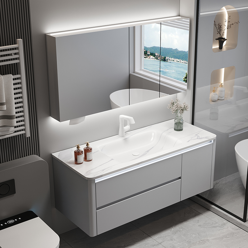 岩板热弯无缝一体盆浴室柜组合现代简约卫生间柜洗手洗脸洗漱台盆