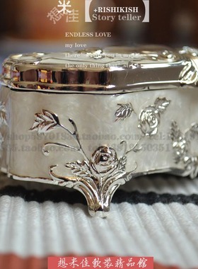 精品欧式棉签盒白色镀银牙签筒雕花牙签盒酒店家居装饰用品