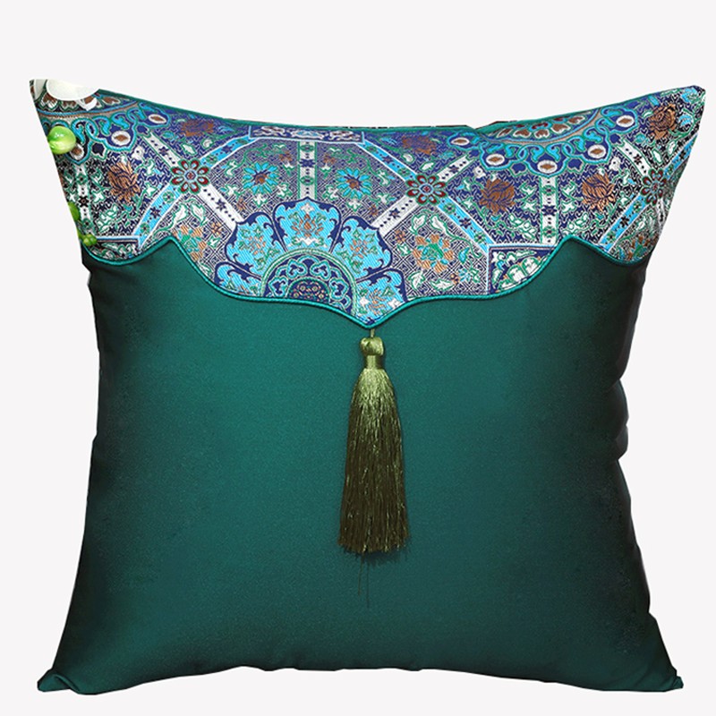 艺必旭 中式古典沙发田园流苏办公室靠垫抱枕红木坐椅靠枕创意