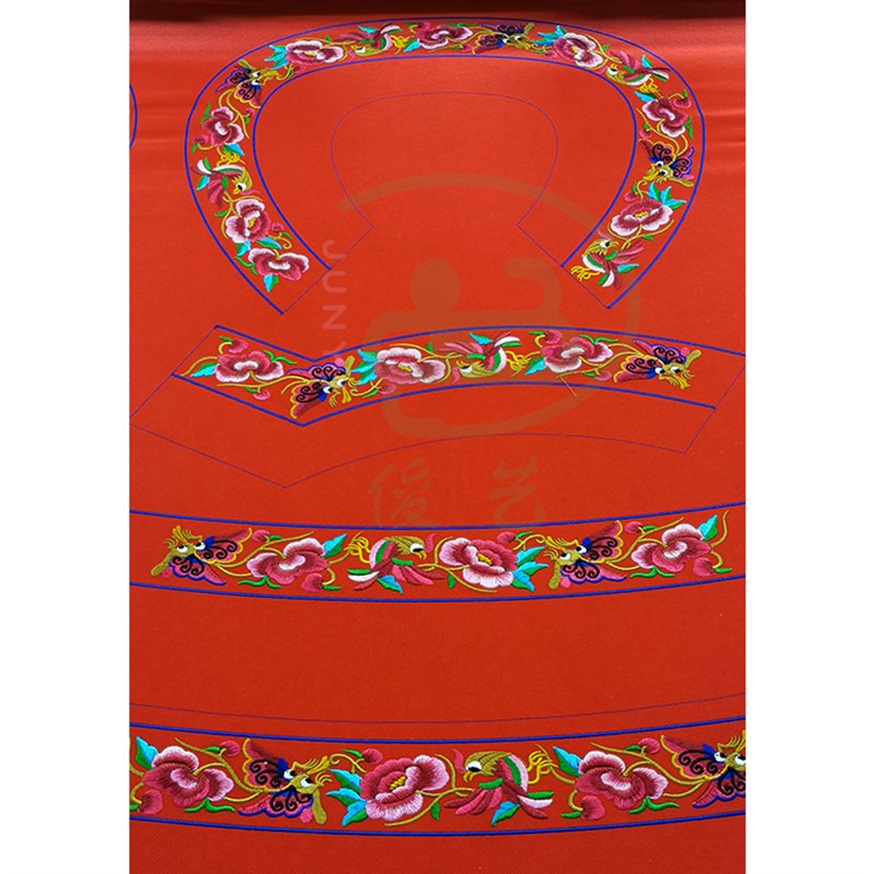 贵州2022少数民族国风刺绣布依族托肩绣花壮族新品花边单边平针绣