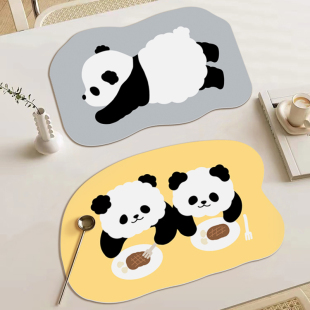 可爱大熊猫皮革餐垫防水防油餐桌碗垫免洗防烫儿童餐垫茶几吧台垫