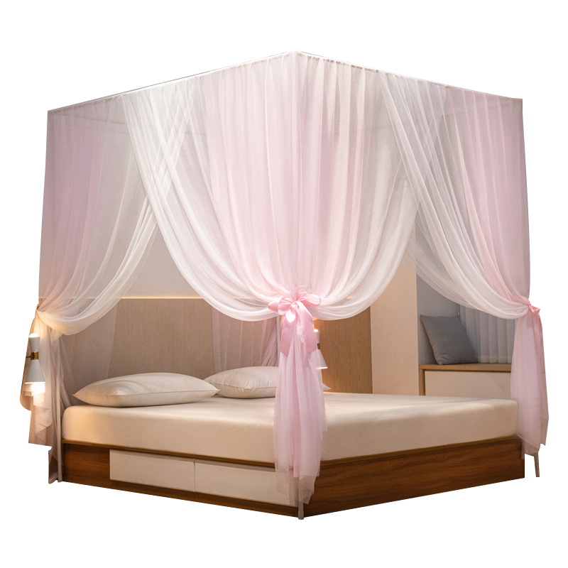 宫廷公主风蚊帐家用2022新款高级拼色层卧室床幔加密加厚落地式