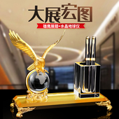 创意办公室桌面摆件高档水晶装 饰品书房笔筒家居摆设领导开业礼品
