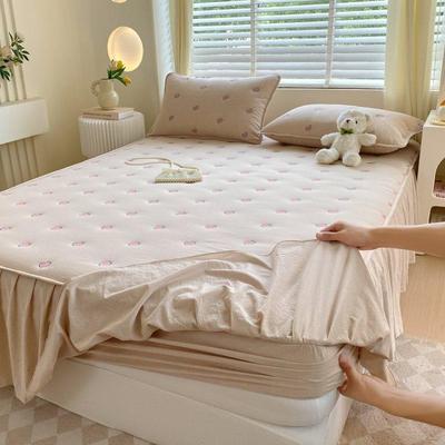 A类全棉大豆夹棉花边床笠床裙135x200二合一床罩带裙边2024年新款