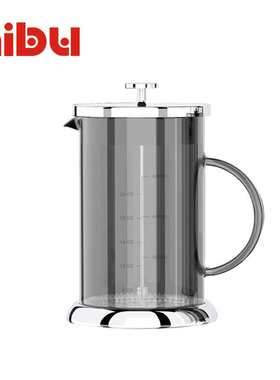 尼布离子镀咖啡法压壶高硼硅玻璃冲茶过滤器家用双层奶泡器1000ML