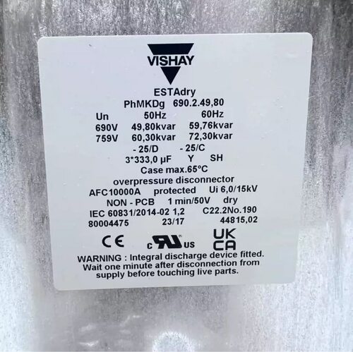 VISHAY原装威世PHMKP660.3.22.90-84工业电力电容660v3*55.8uf