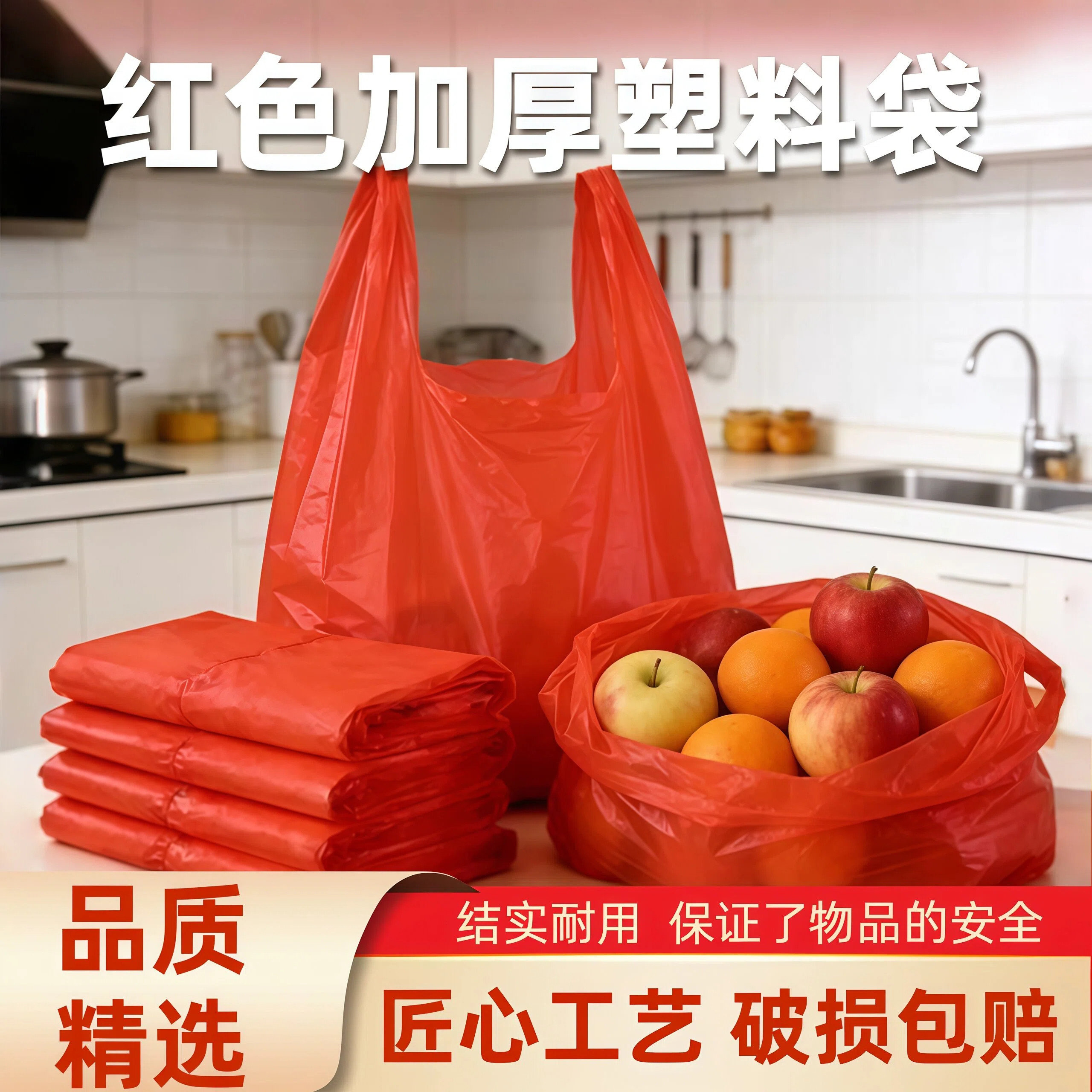 红色塑料袋批发加厚食品袋大号手提袋背心袋胶袋方便袋打包塑料袋