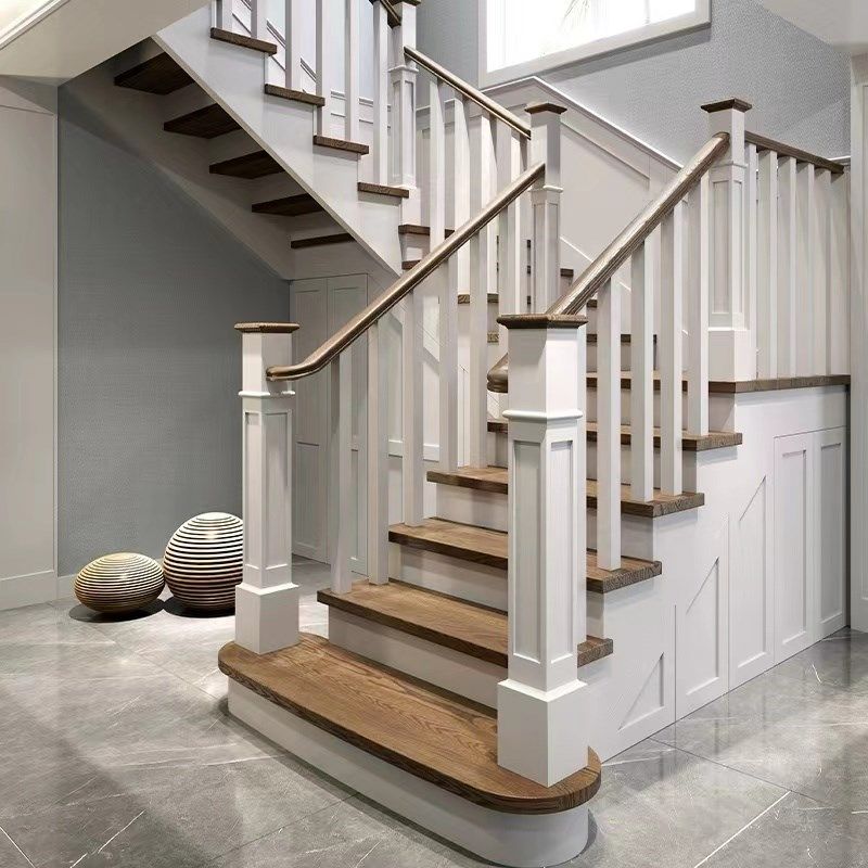 武汉实木楼梯扶手别墅室内公寓整体楼梯护栏家用阁楼踏步实木定制