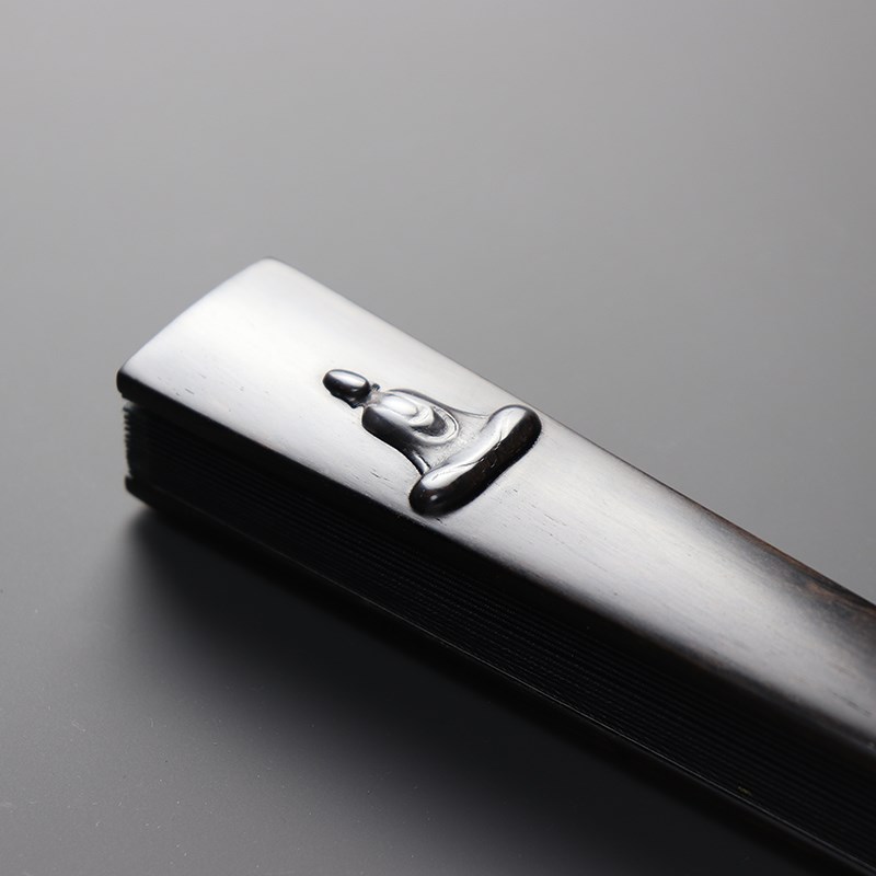 无相浮雕折扇绢布文玩扇子乌木全芯空白书法折扇男士定制书法折扇