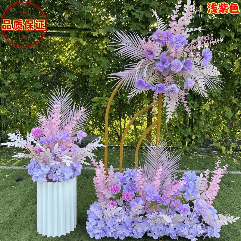 新款婚庆地排花t台装饰花排路引花婚礼舞台背景装饰假花仿真花艺