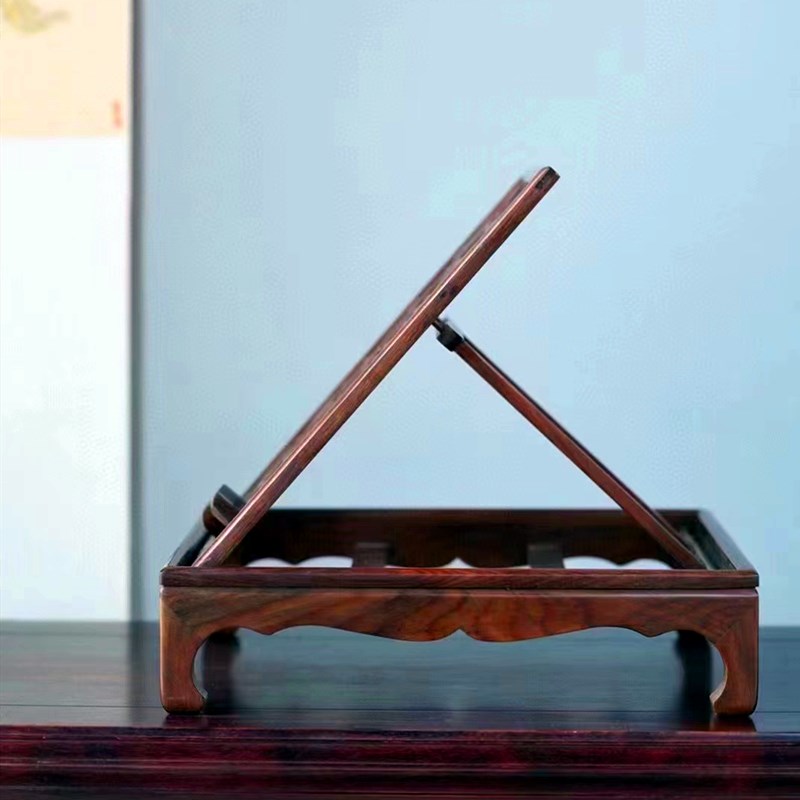 实木阅读书架底座红木折叠经书架中式家居装饰置物台展示架红酸枝