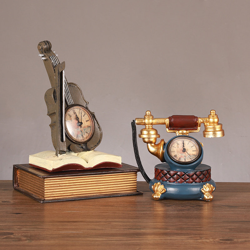 创意家居客厅电话机摆件欧式复古书柜酒柜玄关摆设咖啡店铺装饰品