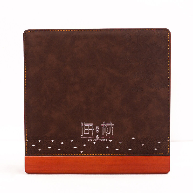 海参包装盒新款皮盒礼品盒棕色压纹木质送礼佳品高档空盒子配礼袋