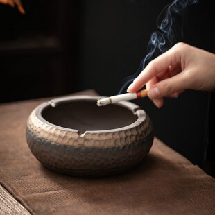 粗陶复古烟灰缸陶瓷创意居家办公室个性烟缸家用客厅烟灰缸摆件