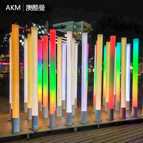 户外幻彩互动感应发光流光柱景观灯景区广商场公园文旅装置装饰灯