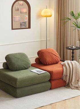 块懒人VWH发豆腐沙沙发床小型单人户卧室榻榻米客厅拆洗布艺沙发