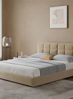 意式极简劳伦斯床砂布双人现代简约设计师网红磨.81卧EWQ室布艺婚