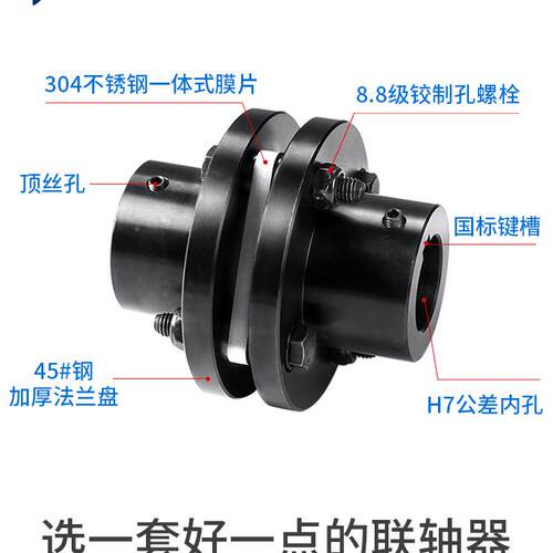 4钢M联轴D器单膜5片SJM双膜片Z962JM不J锈钢弹性电机连轴器带键槽