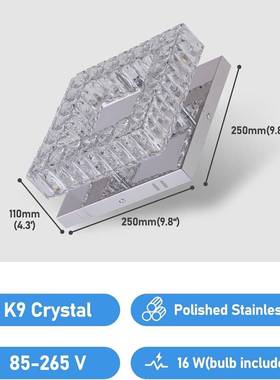现代水简约方形9241LED晶过道灯小玄卧室顶灯高档圆形入户吸关灯