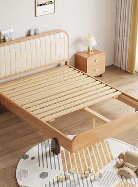 全实木儿童包1床.米榉木蜡AYX油男孩女孩公主单人床软小户型1.325