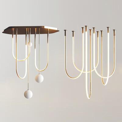 意大设777计师挑空U形吊灯客厅餐厅复式oflt楼灯展厅艺术梯吸顶利