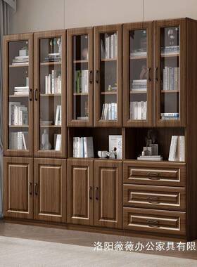 实书柜现大代简约客带玻璃门收木纳防尘柜KED落地式容量厅储物书
