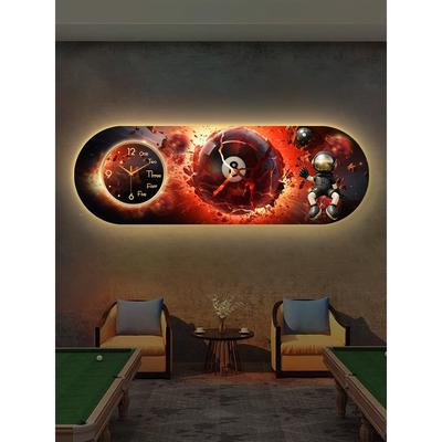 ?台球墙面装画创意桌Fhzuhqru球室时娱乐壁画俱乐饰部厅开业钟钟