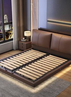 意式极简悬浮婚床床主卧软包双人床18m悬空68406皮.床2025艺年新