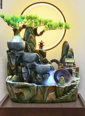 流轮水生ROQ财摆庭鱼院池假山喷泉循环流水公司办公室件客厅装饰