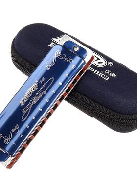 东方琴1口0孔黑色蓝色初口学成XRU人蓝调C调调十孔布鲁斯蓝琴T008