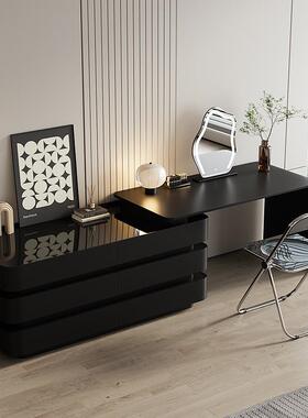 轻奢全柜实木梳GVI台斗一体黑妆色物卧室床尾储柜小户型化妆桌化