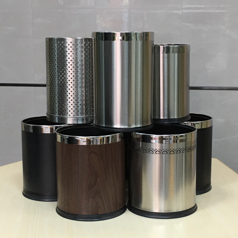 不锈钢椭圆双层直投垃圾桶客厅厨房卫生间家用咖啡厅酒店餐饮商用